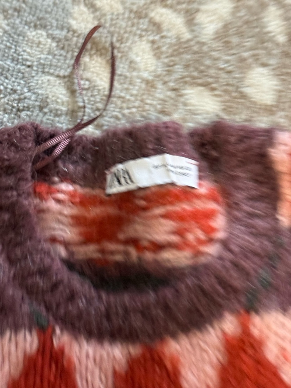 Zara Crewneck Sweater in Red, Pink & Green Geometric Stripe - Picture 4 of 4